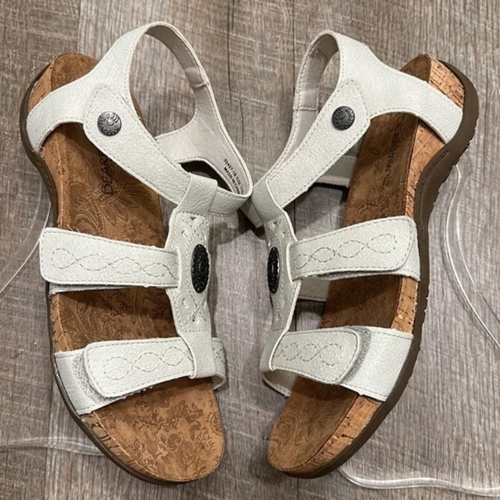 Bearpaw stone white Velcro adjustable comfort walking sandals size 9 - Picture 4 of 12